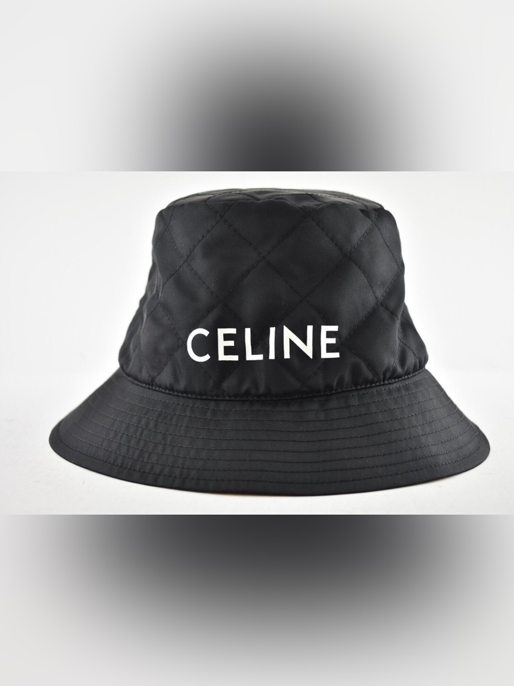 Celine Black Quilted Logo Bucket Hat